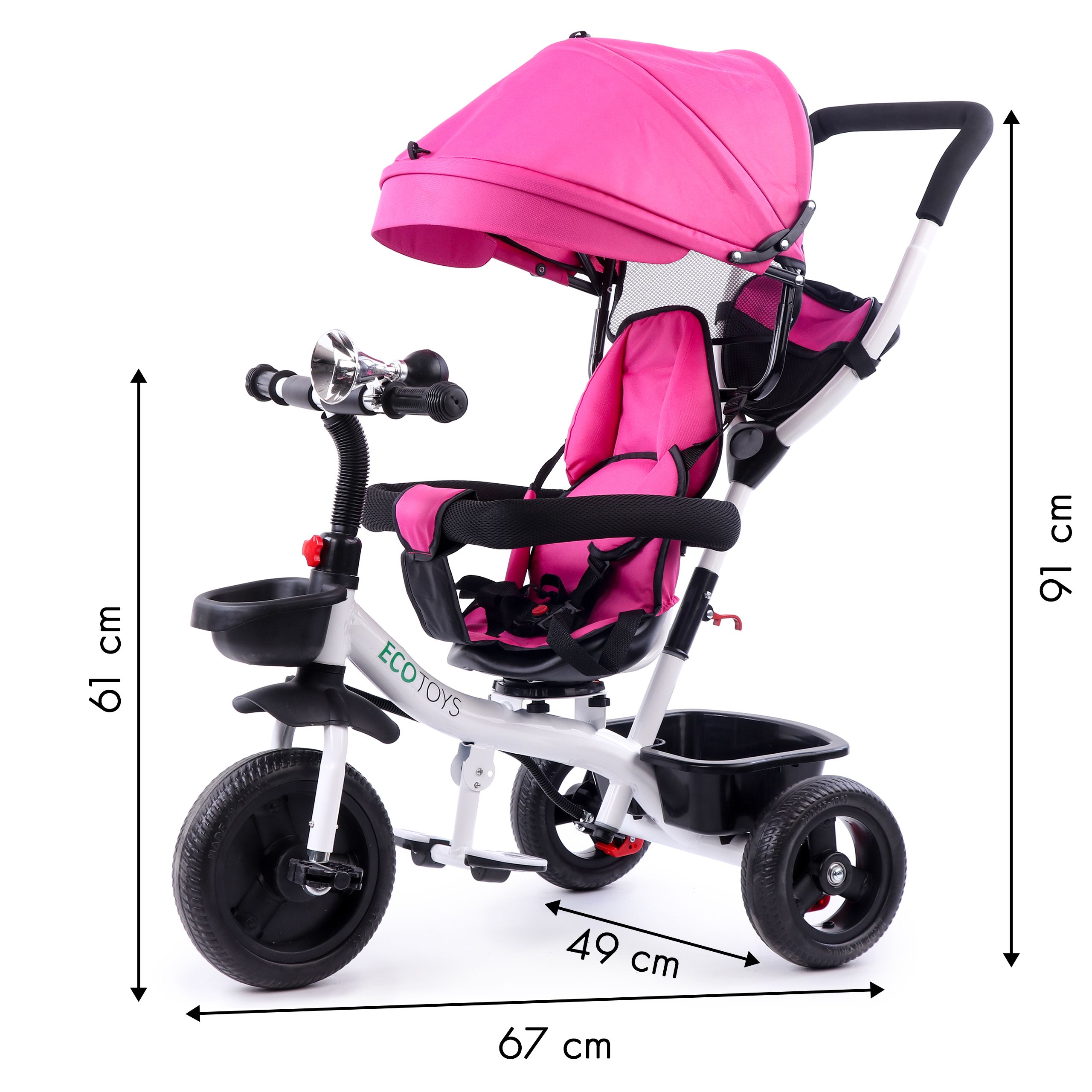 Rower trójkołowy wózek obracane siedzisko Pink Ecotoys