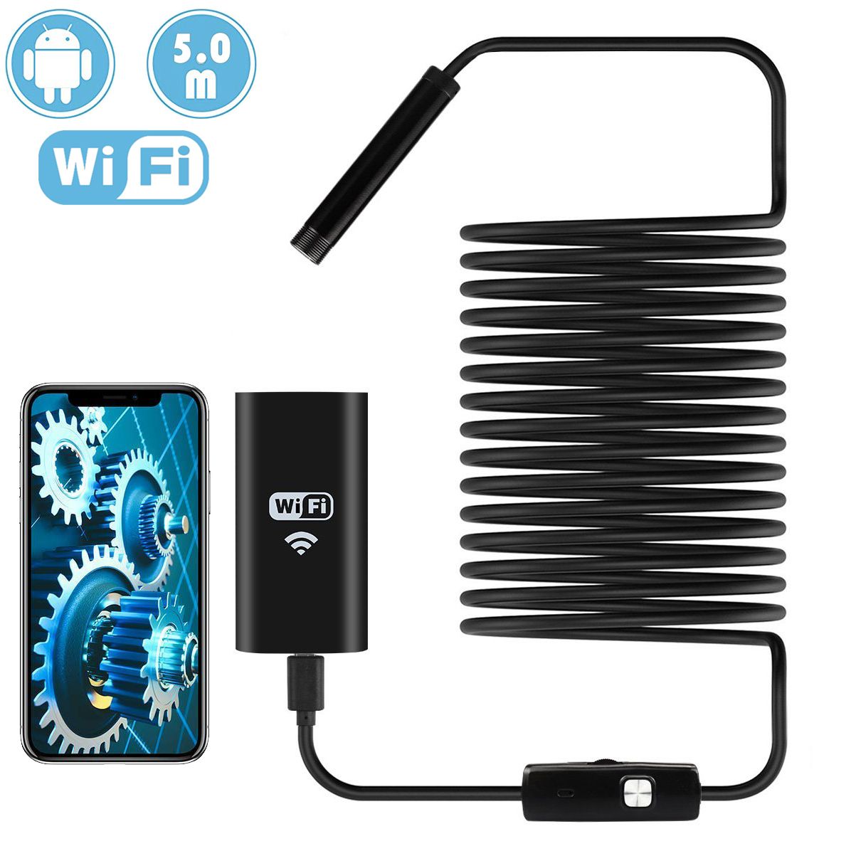 ENDOSKOP KAMERA INSPEKCYJNA 5m 6 LED WIFI