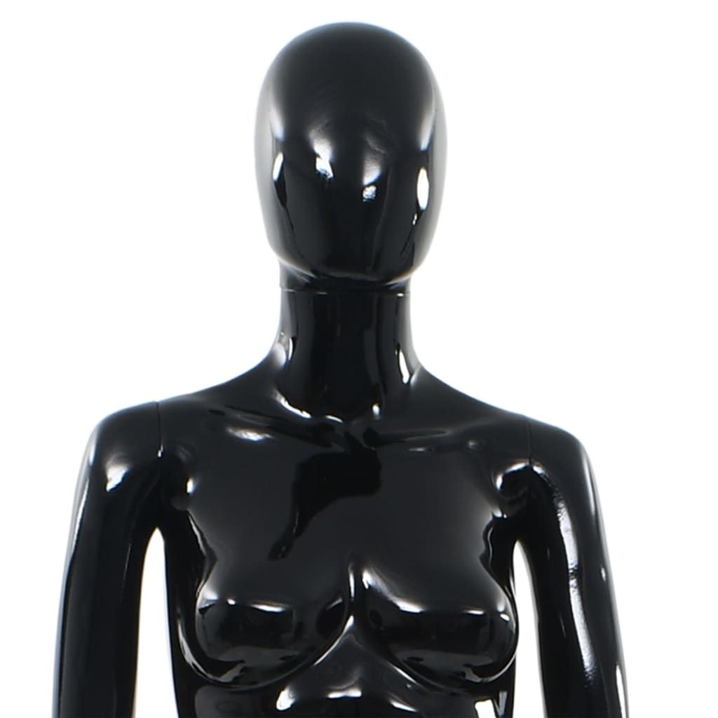 Manekin damski ze szklaną podstawą, czarny, błyszczący, 175 cm