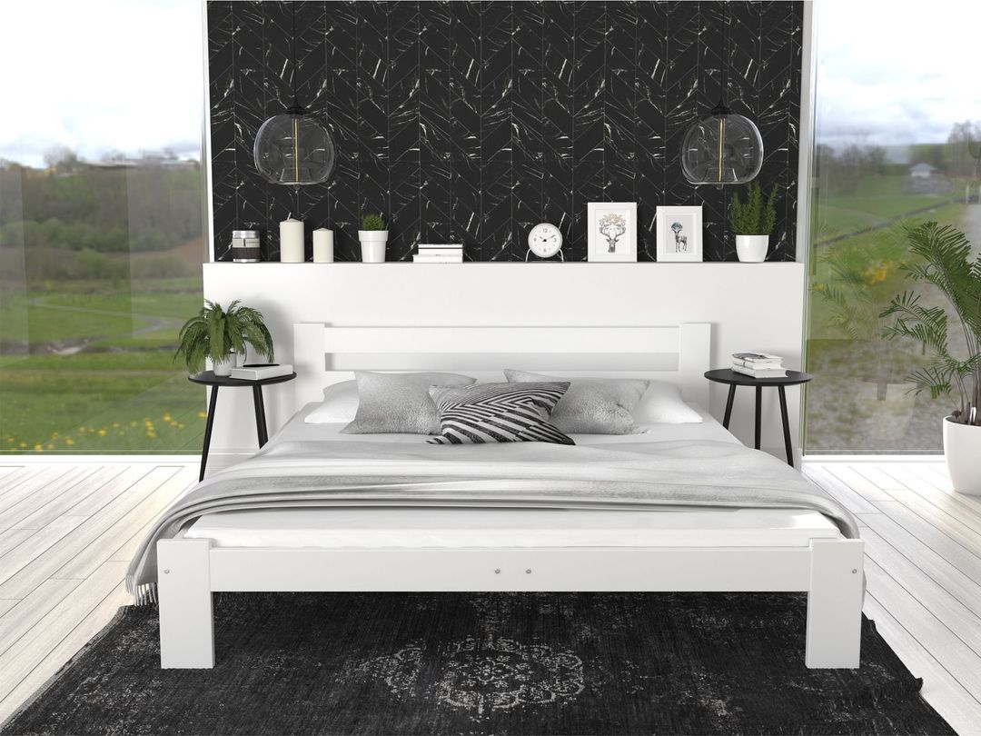 Łóżko ARIZONA 200x90 + stelaż + materac - białe