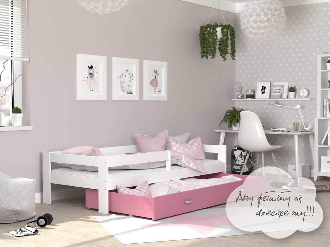 Łóżko dla dzieci HUGO COLOR 190x80 + szuflada + materac
