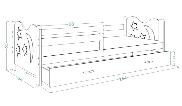 Łóżko dla dzieci MIKOŁAJ 160x80 + szuflada + materac