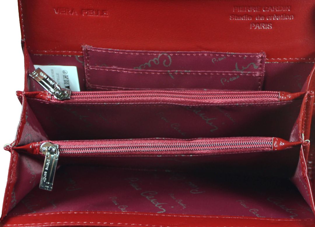 Lakierowany portfel damski Pierre Cardin, czerwony