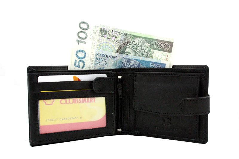 Męski super wyposażony portfel skórzany Bag Street czarny