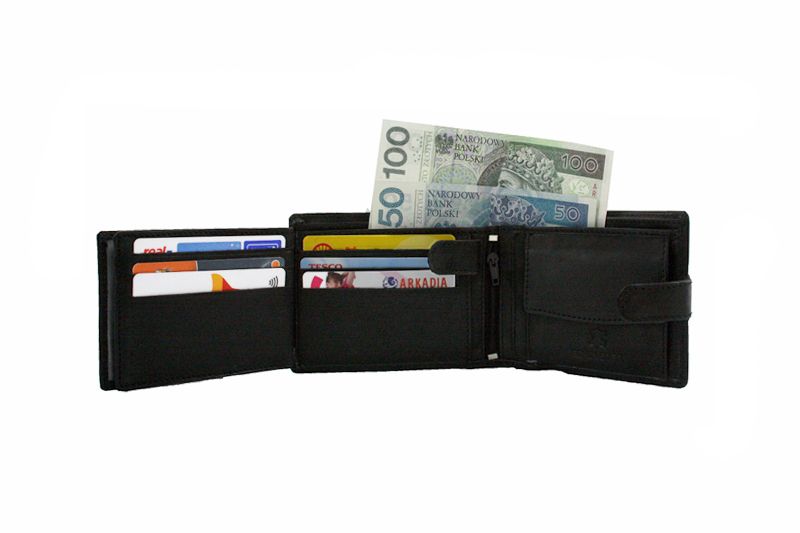 Męski super wyposażony portfel skórzany Bag Street czarny