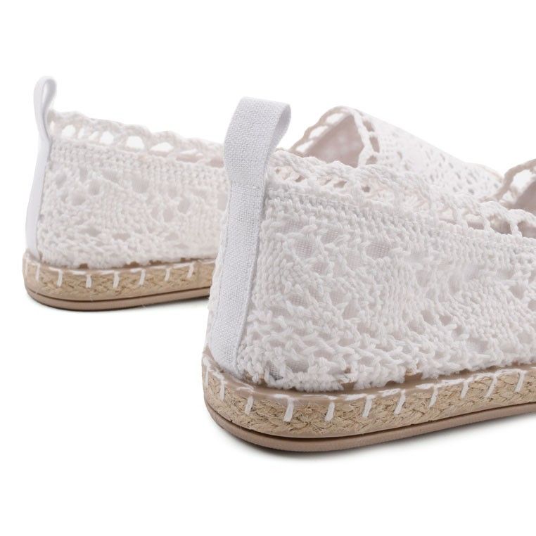 BUTY DAMSKIE ESPADRYLE KORONKOWE TENISÓWKI LEKKIE WSUWANE  białe 3 Hieronimo 41 Biały