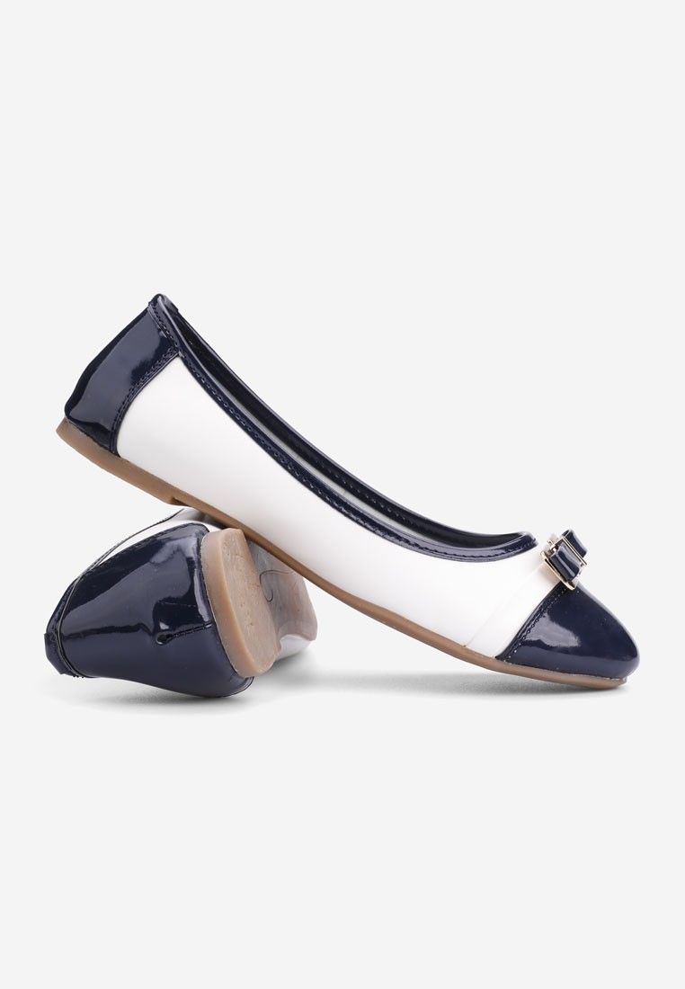 Balerinki buty damskie baleriny granatowo-białe-2 Pisani Granatowy 38