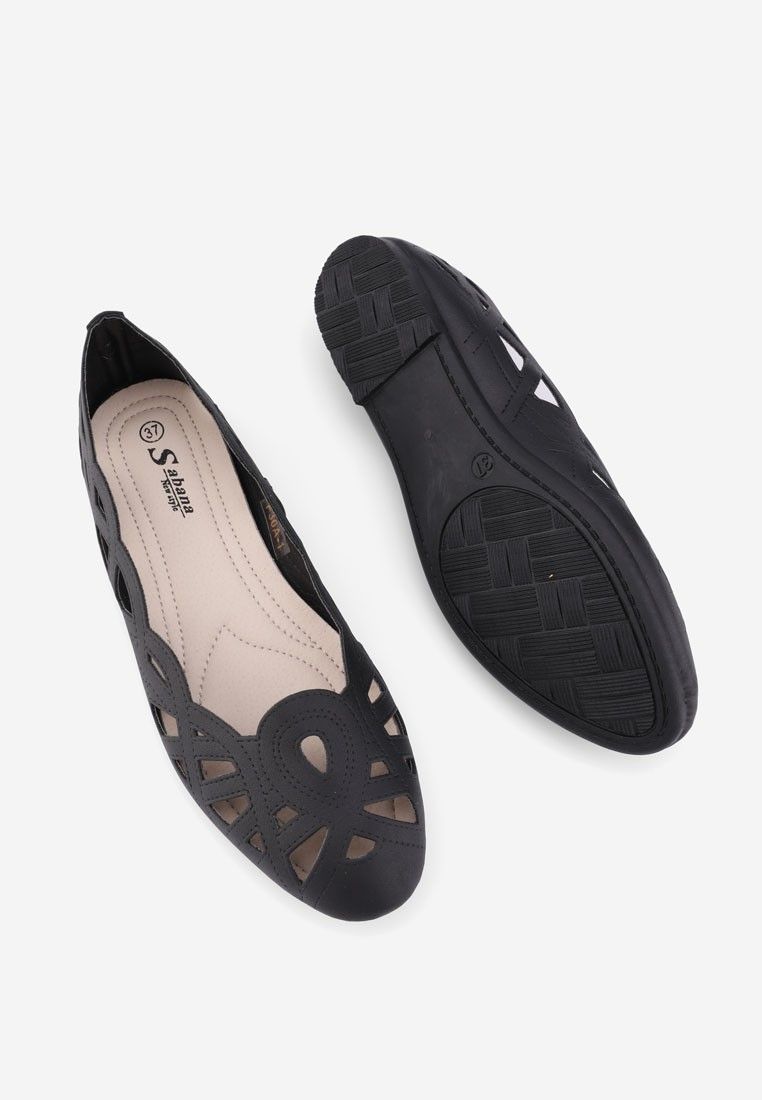 Balerinki damskie ażurowe buty damskie czarne 1 Luciano 41 Czarny