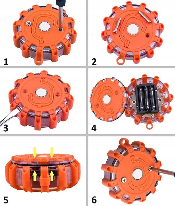Lampa ostrzegawcza błyskowa 12+3 LED flara kogut dysk latarka 3xAAA N