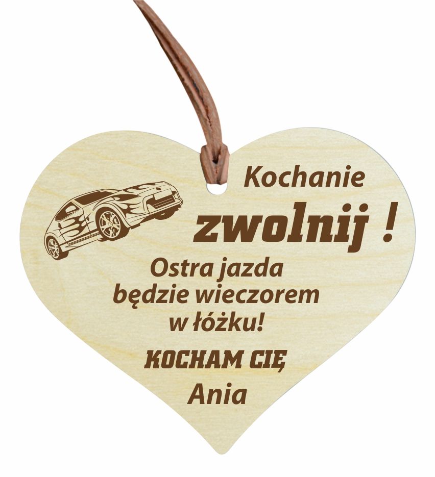 Zawieszka do auta samochodu z grawerem serce