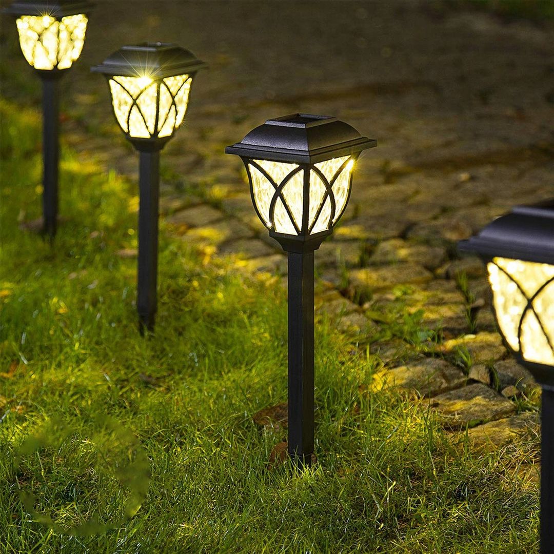 Lampa solarna LED ogrodowa wbijana Lampion Czarna Wysokość całkowita 44 cm