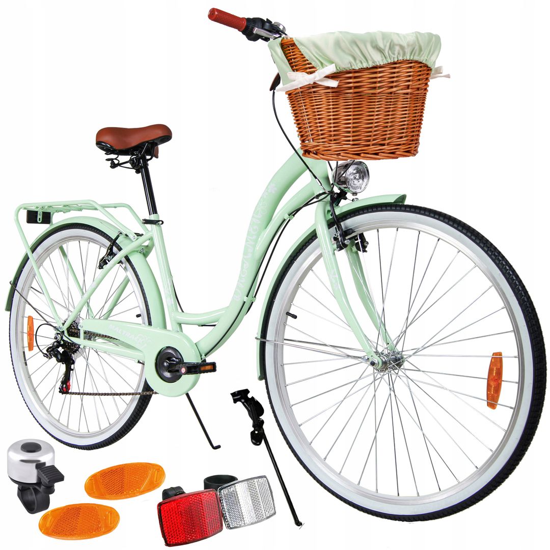 Rower Miejski MalTrack Citybike Dreamer 6-speed Mint 28" + Koszyk