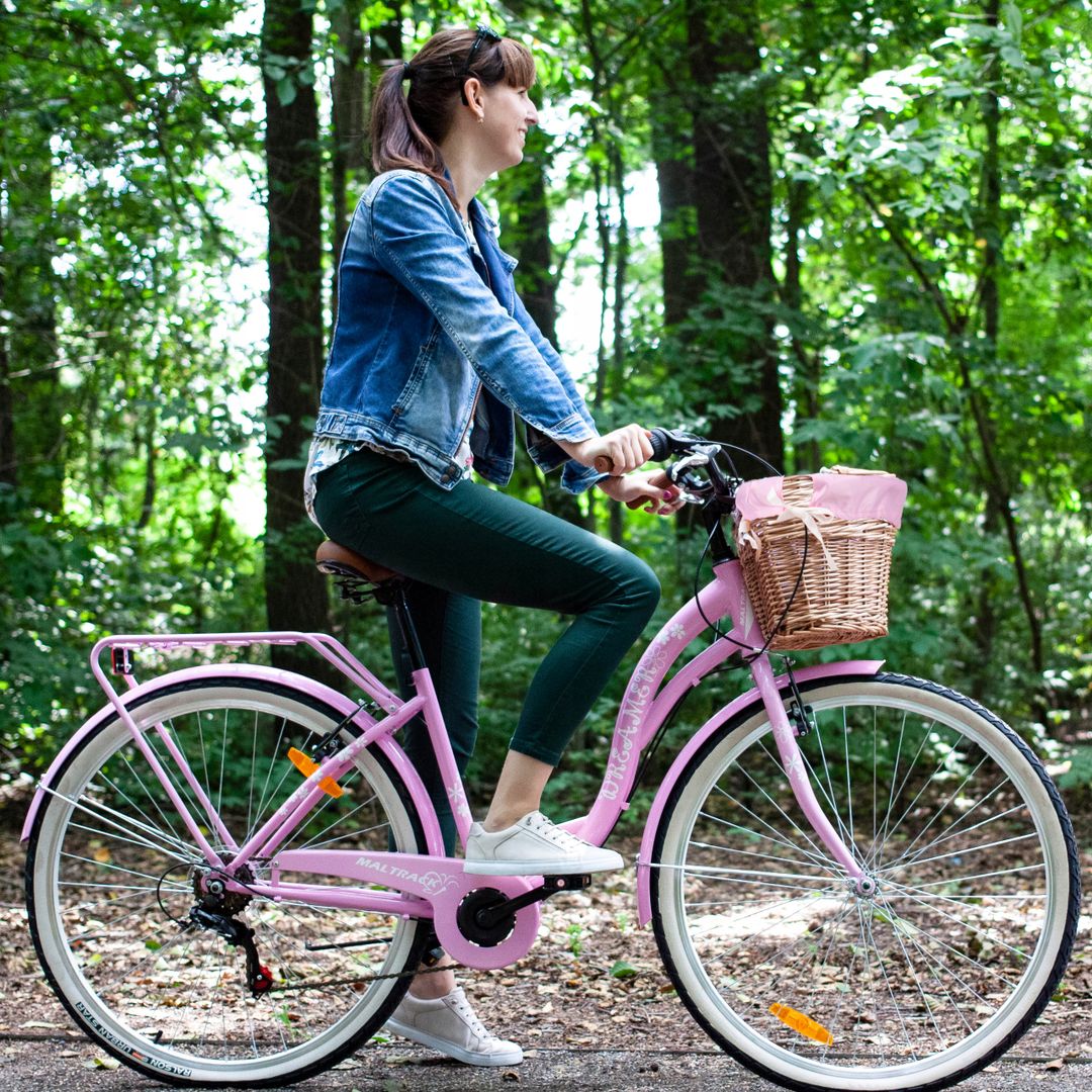 Rower Miejski MalTrack Citybike Dreamer 6-speed MILK PINK 28" + Koszyk