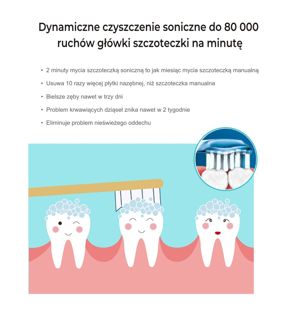 Szczoteczka soniczna do zębów z aplikacją Ecodenta Dynamic Teethcare