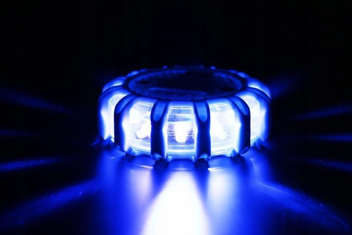 Lampa ostrzegawcza błyskowa 12+3 LED flara kogut dysk latarka 3xAAA N