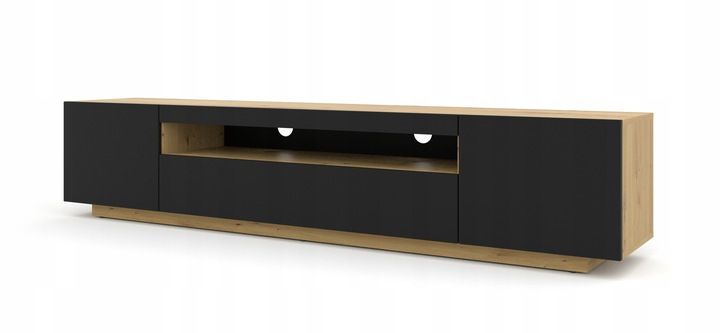Szafka RTV 200 cm stojąca dąb artisan czarny