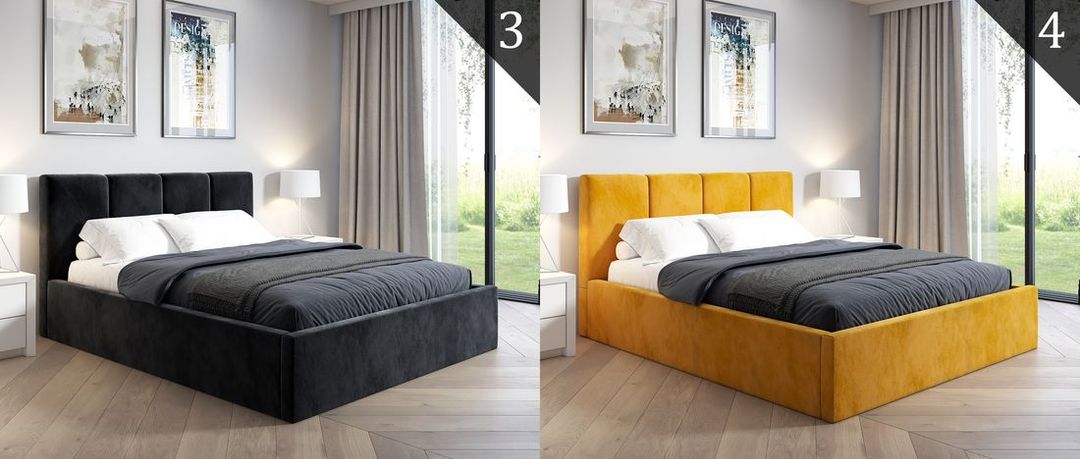 Łóżko tapicerowane GRANATOWE 180x200 + POJEMNIK SENS