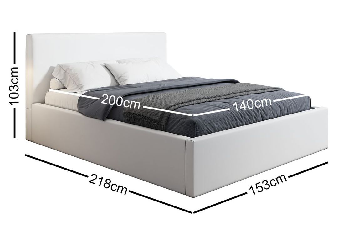 Łóżko tapicerowane CZARNE 140x200 + POJEMNIK SENS