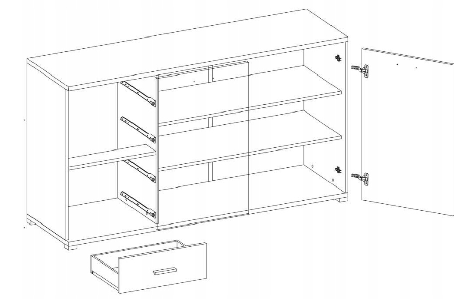 Zestaw Szafa Dwudrzwiowa Vista 05 150 cm lustro i komoda szuflady CB