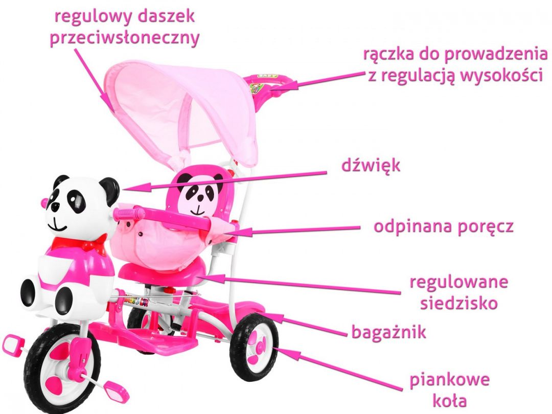 Rowerek 3 Kołowy PANDA A23-2 Różowy