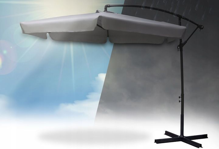 Parasol ogrodowy składany 6 segmentów szary ? 350cm