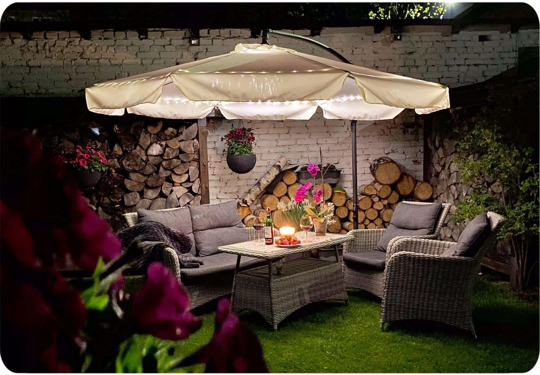 Parasol ogrodowy składany 6 segmentów szary ? 350cm