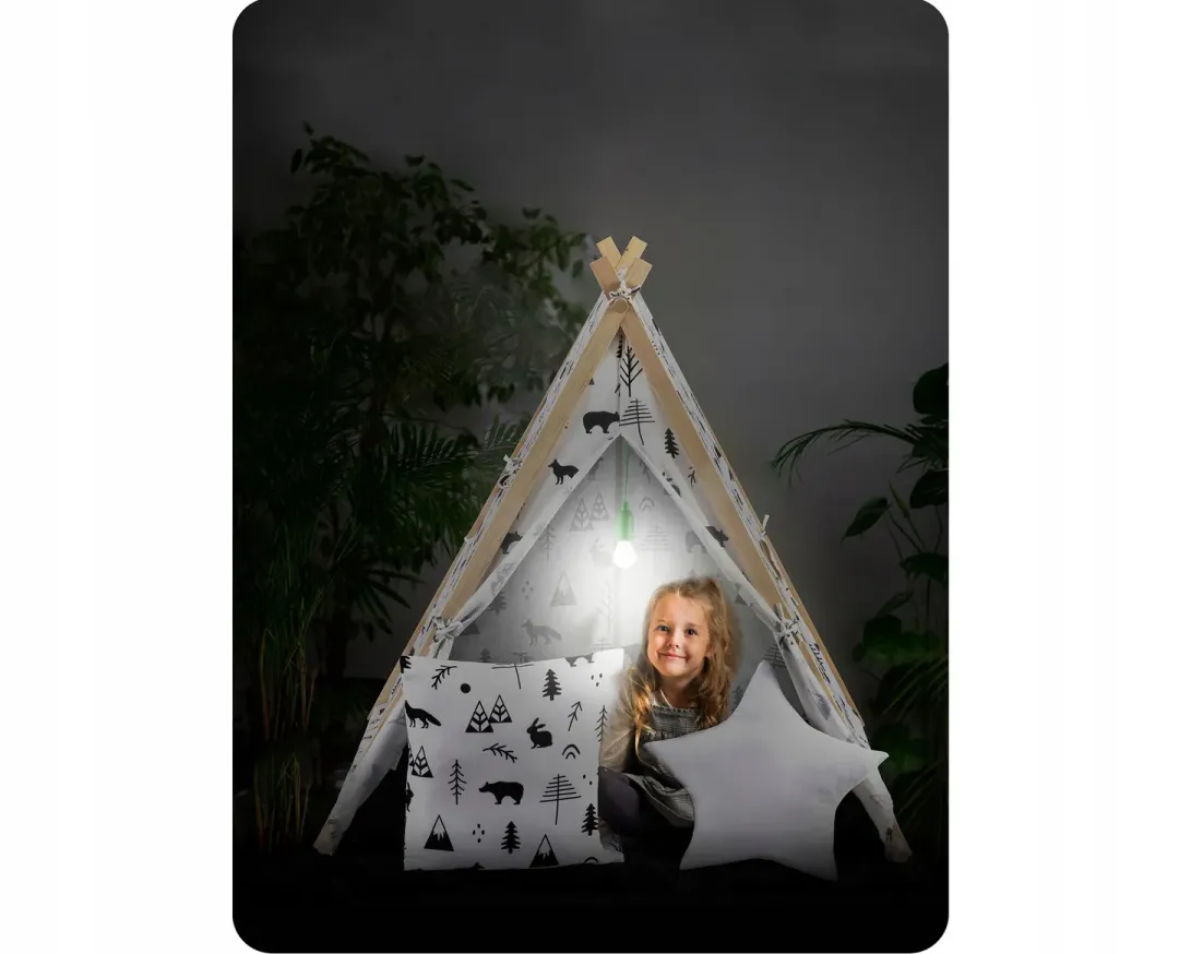 Namiot domek dla dzieci z lampką - biały