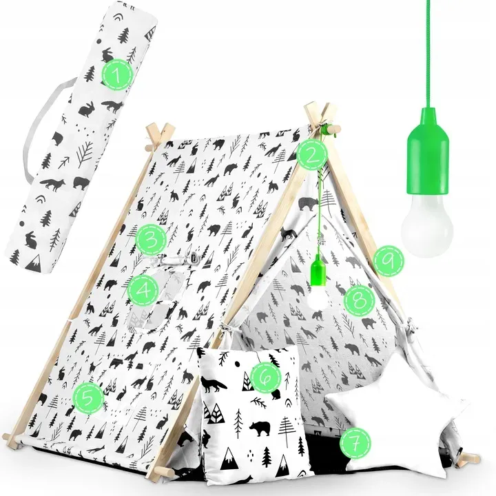 Namiot domek dla dzieci z lampką - biały
