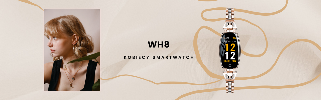 Damski Smartwatch Złoty Powiadomienia Kroki Kardiowatch WH8 Watchmark