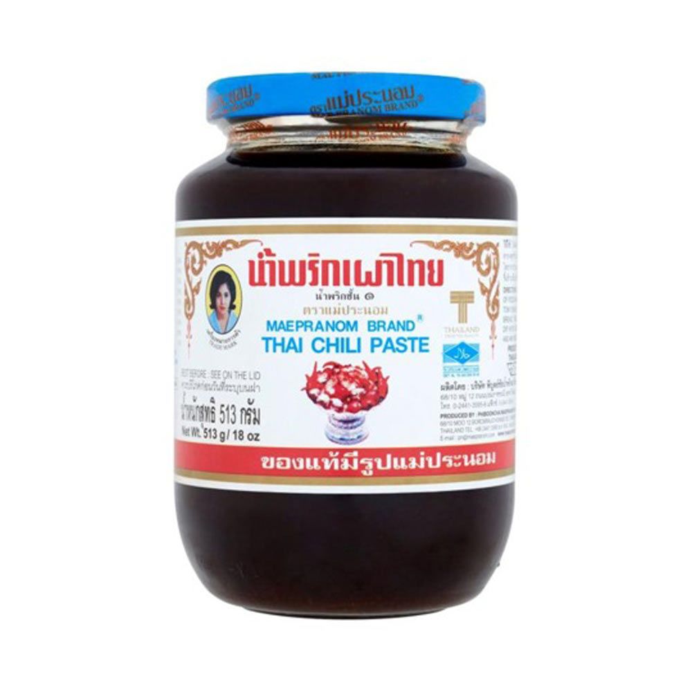 Tajska Pasta Chili z Krewetkami Nam Prik Pao [Idealna do Tom Yum] "Chilli Paste in Oil" 513g Maepranom Brand