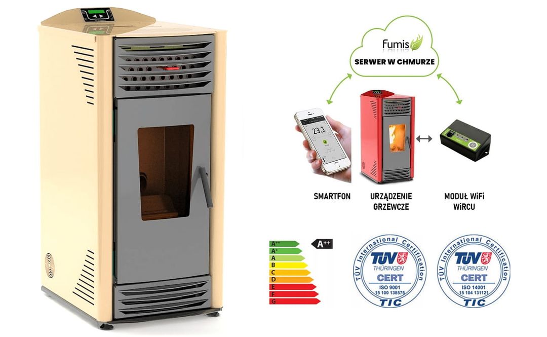 Piec powietrzny ekologiczny na pellet HELENA 8kW cappuccino A++