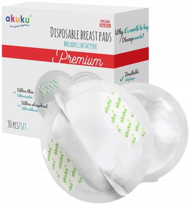 Akuku wkładki laktacyjne ultra cienkie 1mm - 30 szt.