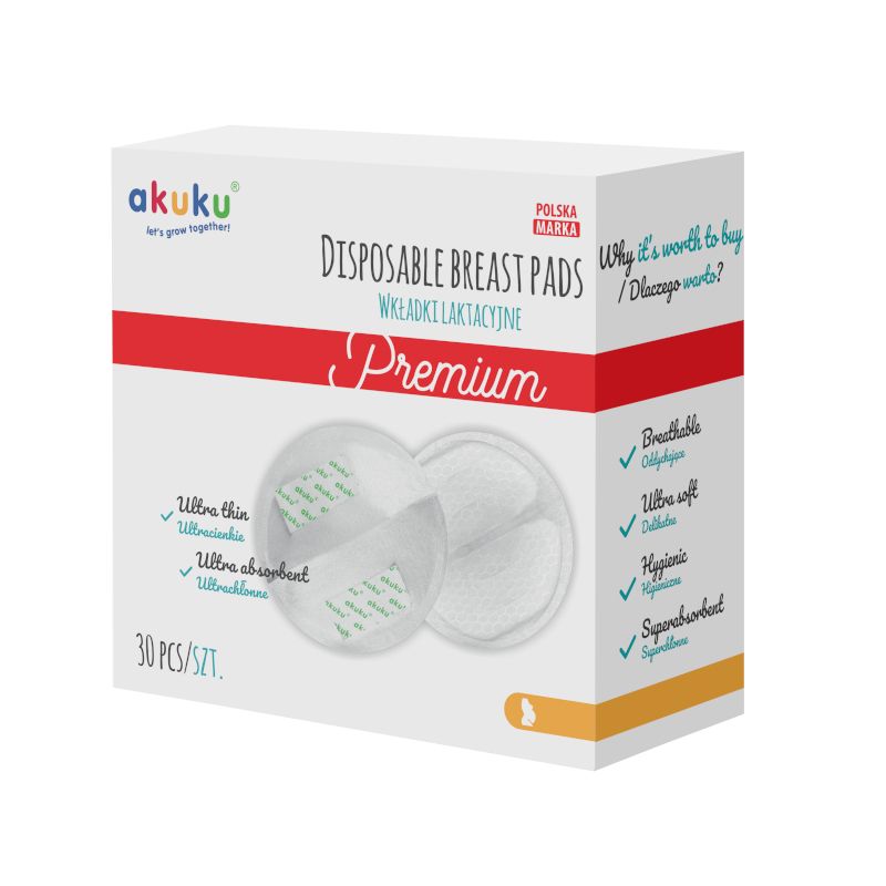 Akuku wkładki laktacyjne ultra cienkie 1mm - 30 szt.