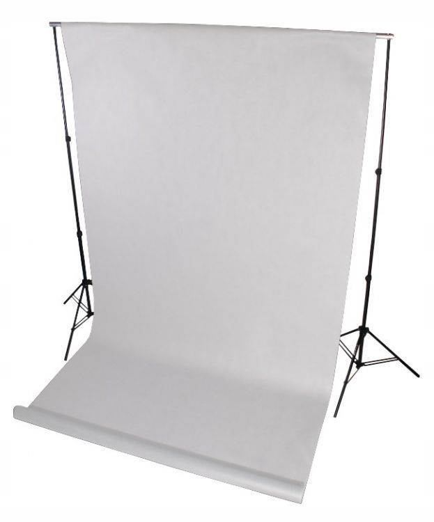 ZESTAW DO TEŁ +TŁO FOTOGRAFICZNE 1,6X5m BIAŁE ŻABKI