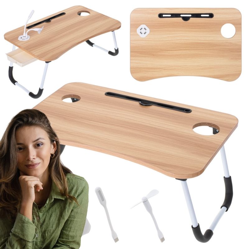 STOLIK POD LAPTOPA SKŁADANY DO ŁÓŻKA PODSTAWKA USB