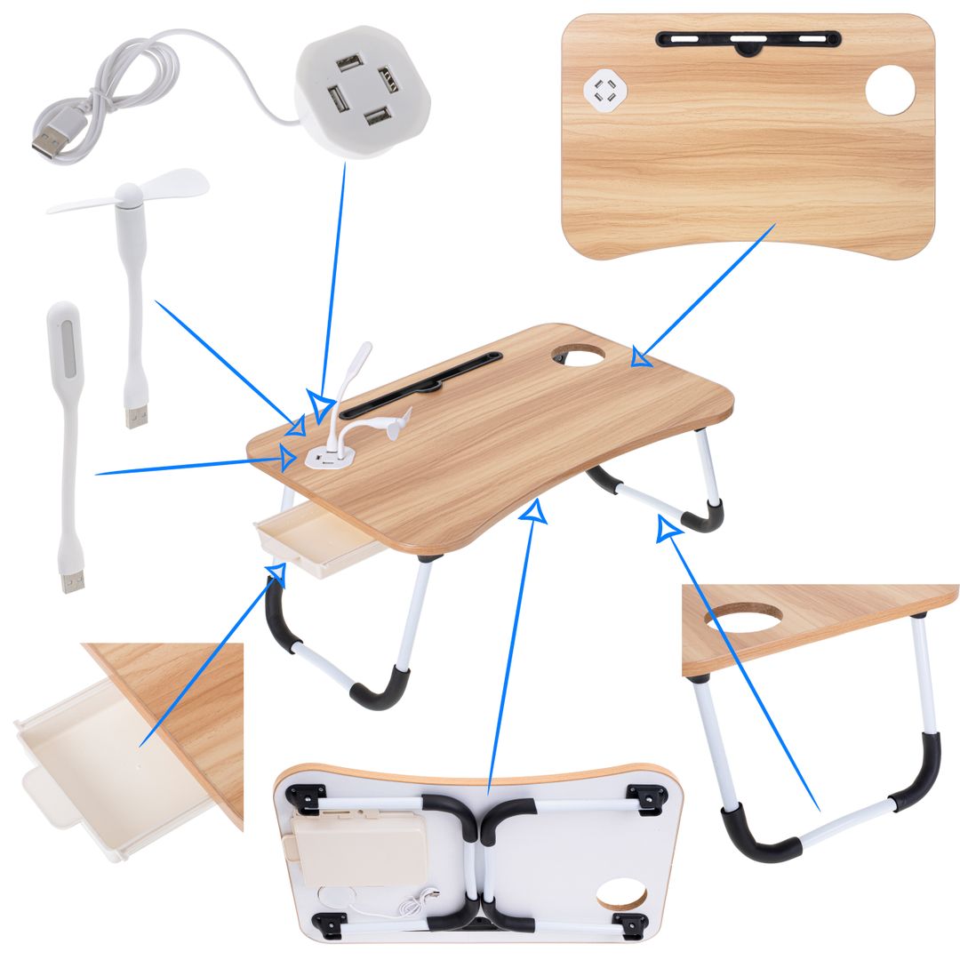 STOLIK POD LAPTOPA SKŁADANY DO ŁÓŻKA PODSTAWKA USB