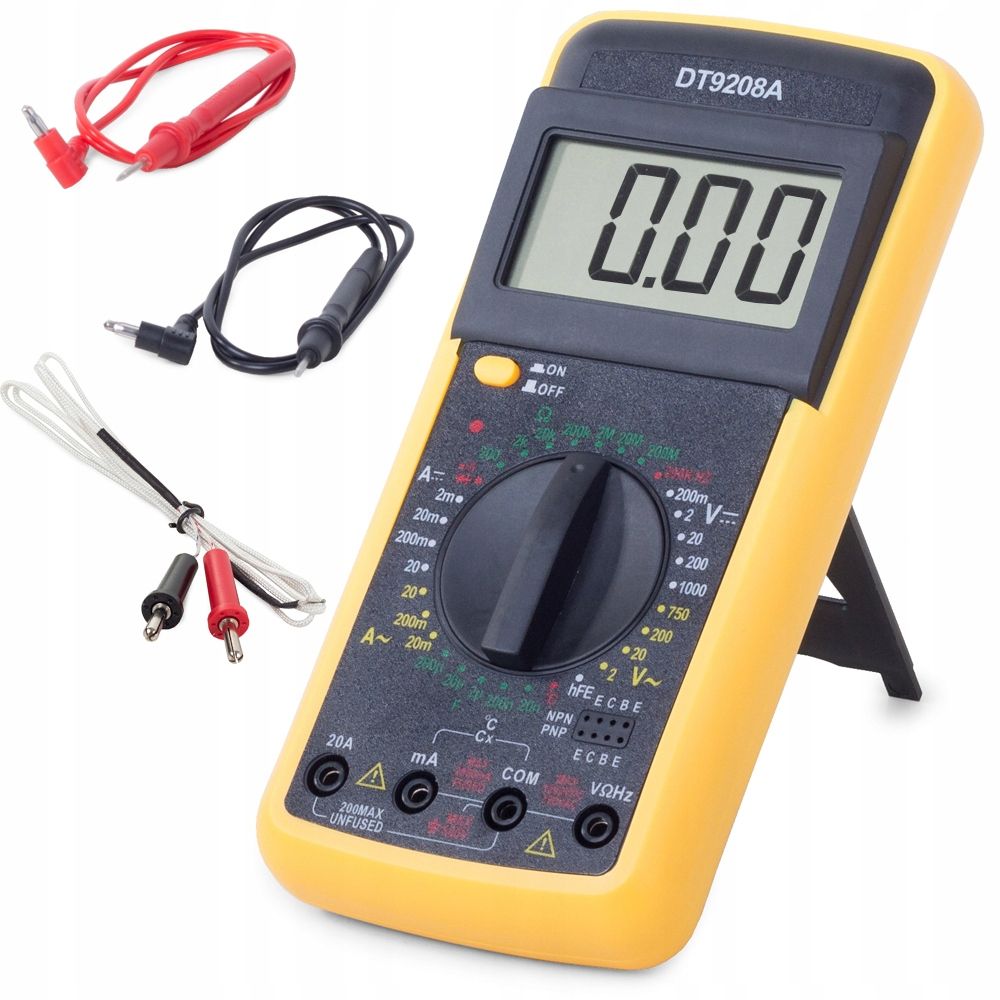 MIERNIK CYFROWY LCD MULTIMETR PRĄDU DT9208A SONDA 11032