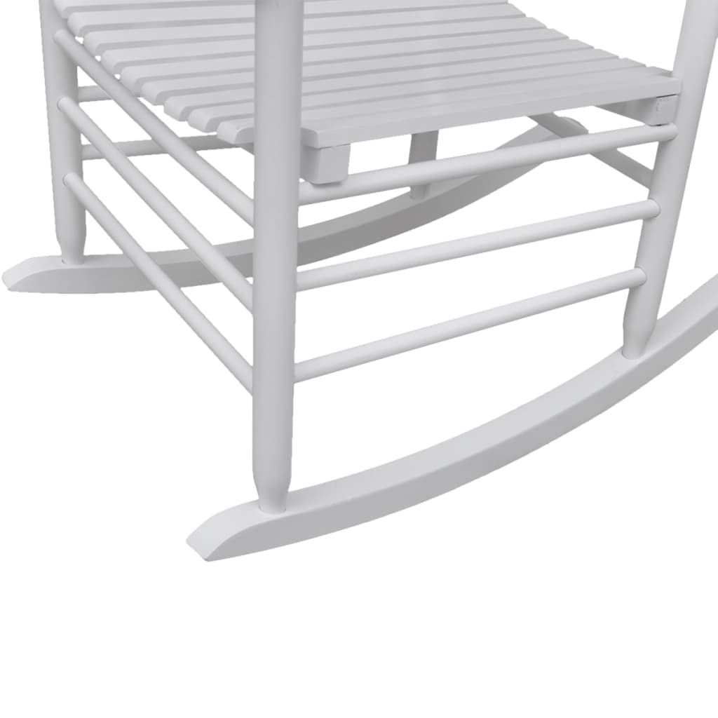 Fotel bujany z wygiętym siedziskiem, biały, drewniany