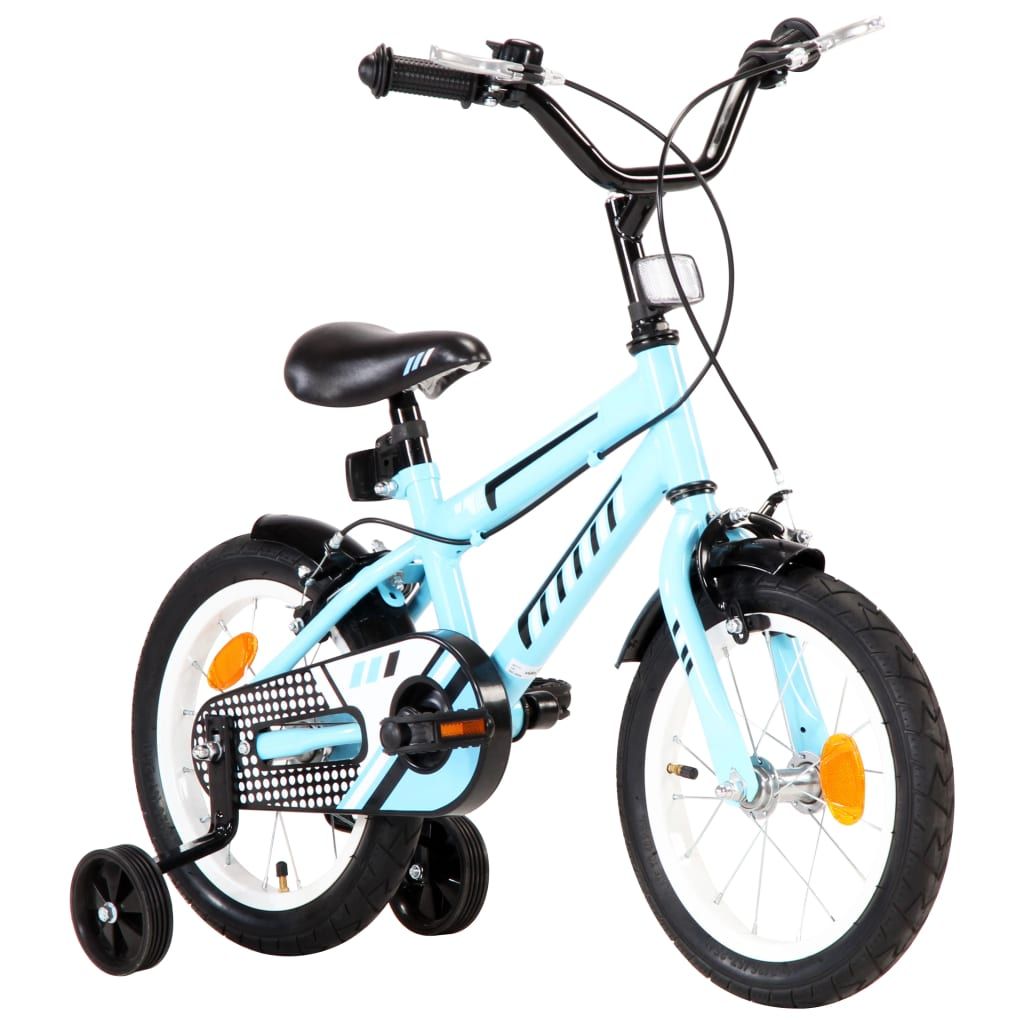 Rower dla dzieci, 14 cali, czarno-niebieski