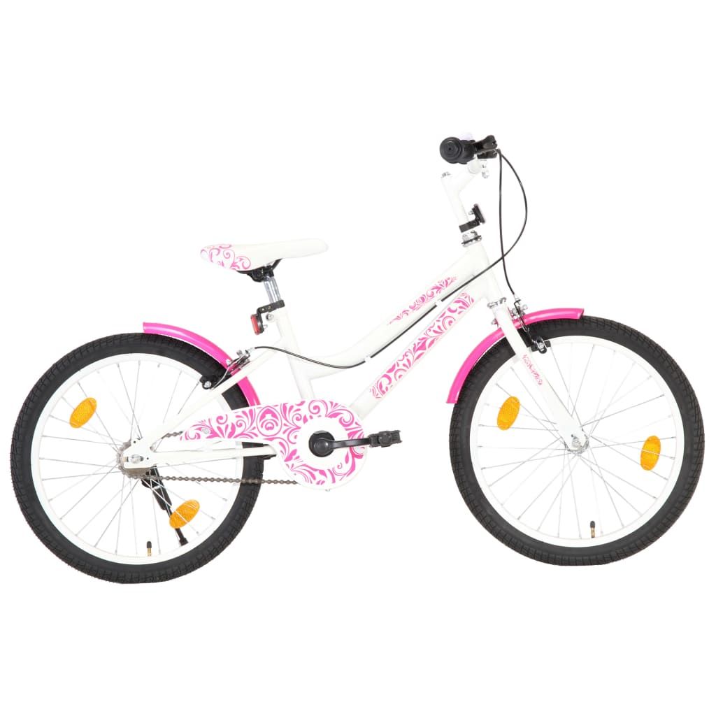 Rower dla dzieci, 20 cali, różowo-biały