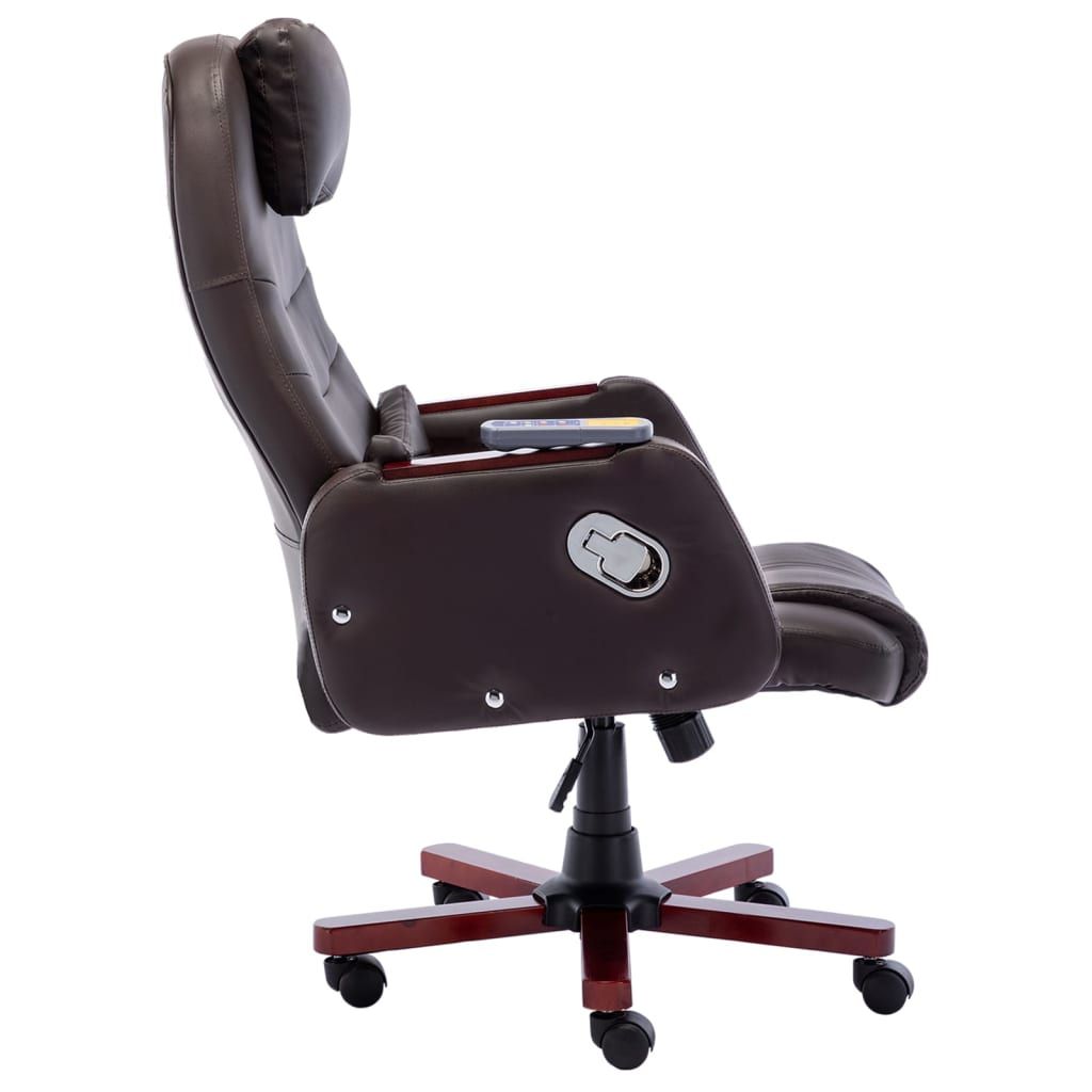 Krzesło Biurowe Z Funkcją Masażu, Brązowe, Sztuczna Skóra