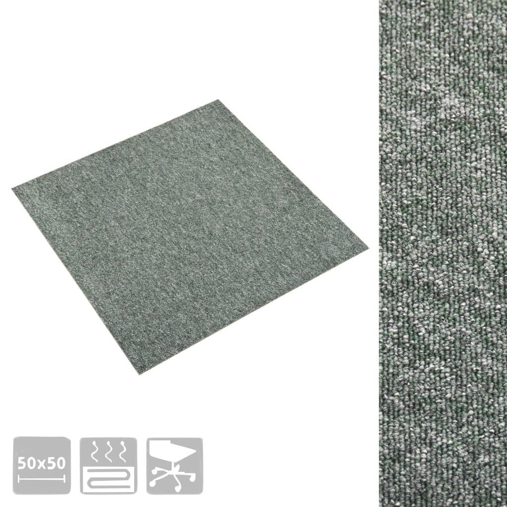 Podłogowe płytki dywanowe, 20 szt., 5 m², 50x50 cm, zielone