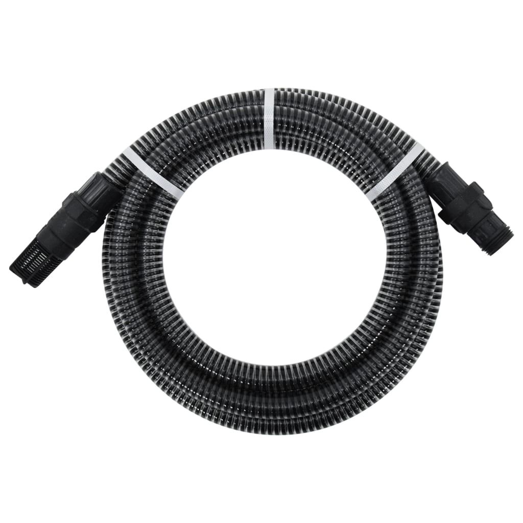 Wąż ssący ze złączami z PVC, 7 m, 22 mm, czarny