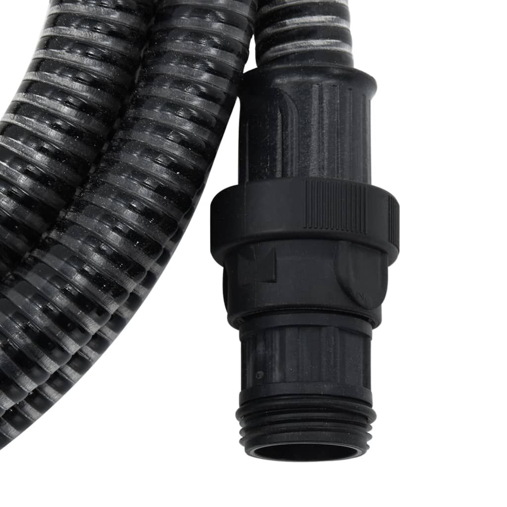 Wąż ssący ze złączami z PVC, 7 m, 22 mm, czarny
