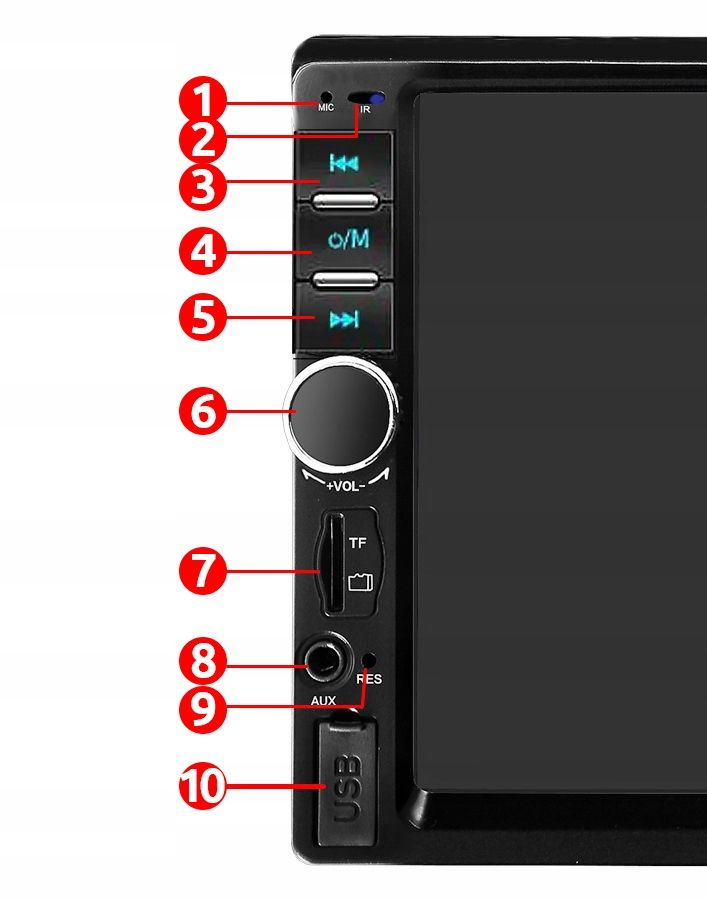 Radio samochodowe ekran 7' 2DIN kamera USB SD BT