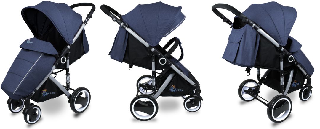 WÓZEK SPACERÓWKA CHICCOT DUŻE KÓŁKA 25cm OCIEPLACZ Kolor: Niebieski