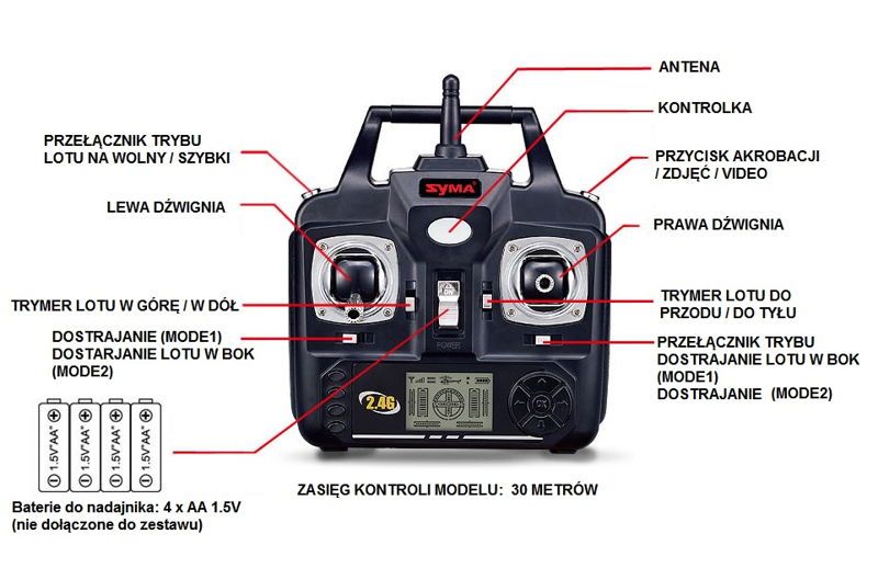 Syma X5C (kamera 2MP, 2.4GHz, żyroskop, zasięg do 50m, 31cm)