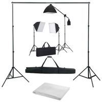 Fotograficzny zestaw studyjny z lampami softbox i tłem