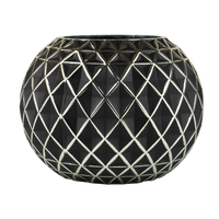 Wazon szklany kula czarno-srebrny 22x16 cm