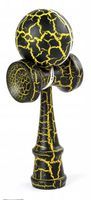 KENDAMA DREWNIANA JAPOŃSKA GRA ZRĘCZNOŚCIOWA CZARNO ŻÓŁTA